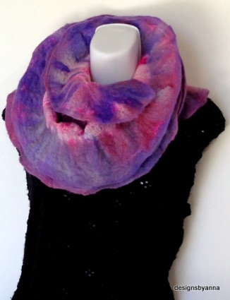Hydrangea felted ruffle scarf